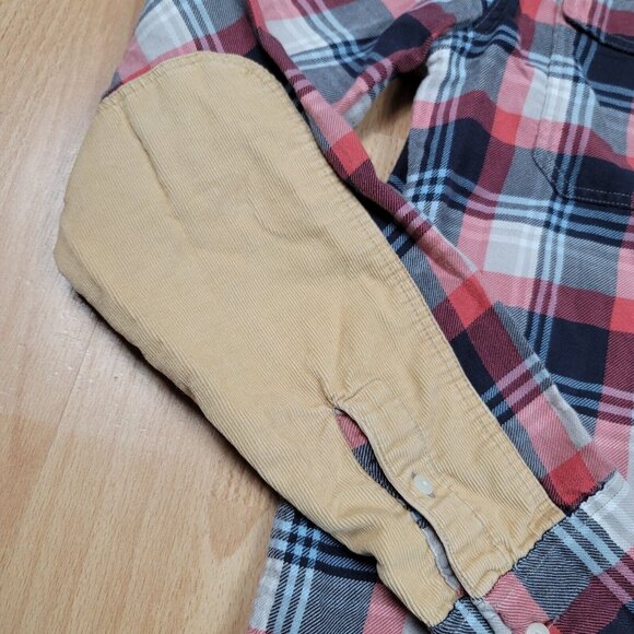 AllSaints Spitalfields Corduroy Patch‎ Shirt Men’s Size Medium Plaid Button Long - Picture 4 of 9
